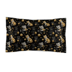 Pillow Sham - Assorted Cute Kittens with Colorful Yarn Balls and Paw Prints on a Black Backdrop