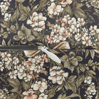 Indoor Lumbar Pillow - Peach and White Kittens in Dark Floral Garden, Vintage Style, Sweet and Charming Scene