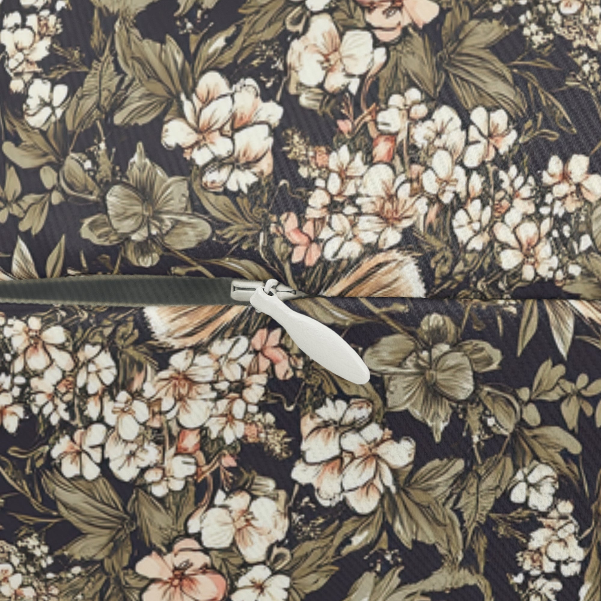 Indoor Lumbar Pillow - Peach and White Kittens in Dark Floral Garden, Vintage Style, Sweet and Charming Scene