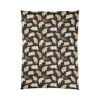 Comforter - Earthy Toned Cats Lounge and Play Amidst Dark Foliage in a Serene and Naturally Inspired Seamless Pattern Design