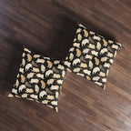 Indoor Square Floor Pillow - Earthy Toned Cats Lounge and Play Amidst Dark Foliage in a Serene and Naturally Inspired Seamless Pattern Design