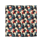 Duvet Cover - A bold and graphic pop art style illustration featuring a tight-knit cluster of various fluffy felines in black, white, red, and blue.