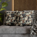 Square Pillowcase - Colorful Kitten Faces with Red and Blue Flowers, Whimsical and Bright, Pattern Design