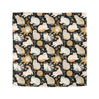 Duvet Cover - Diverse cats and kittens in a dark garden, various breeds and colors, soft natural tones with foliage and paw prints, charming animal illustration, dark background, gentle pet themed art