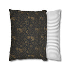 Square Pillowcase - Art Deco Inspired Golden Cat Silhouettes and Geometric Patterns Create a Sophisticated and Stylized Modern Design