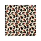 Duvet Cover - A whimsical and delightful hand-drawn style pattern of adorable black cats eating bowls of delicious ramen noodles with a large red sun in the background.