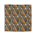 Duvet Cover - Grey Tabby Kittens Among Yellow and Peach Flowers, Moody Vintage Botanical Illustration