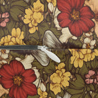 Indoor Lumbar Pillow - Grey Tabby Kittens in a Garden of Red, Peach, and Yellow Flowers, Soft Vintage Style