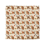 Duvet Cover - Artistic patterned cats in warm earth tones, unique tribal and folk art designs, playful felines with yarn and paw prints, bohemian animal print, cream background, creative cat art