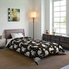 Comforter - Regal White Egyptian Cats with Ornate Collars and Ancient Symbols Adorn this Historically Inspired and Mystical Pattern