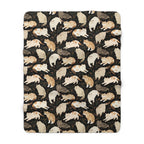 Sherpa Blanket - Earthy Toned Cats Lounge and Play Amidst Dark Foliage in a Serene and Naturally Inspired Seamless Pattern Design